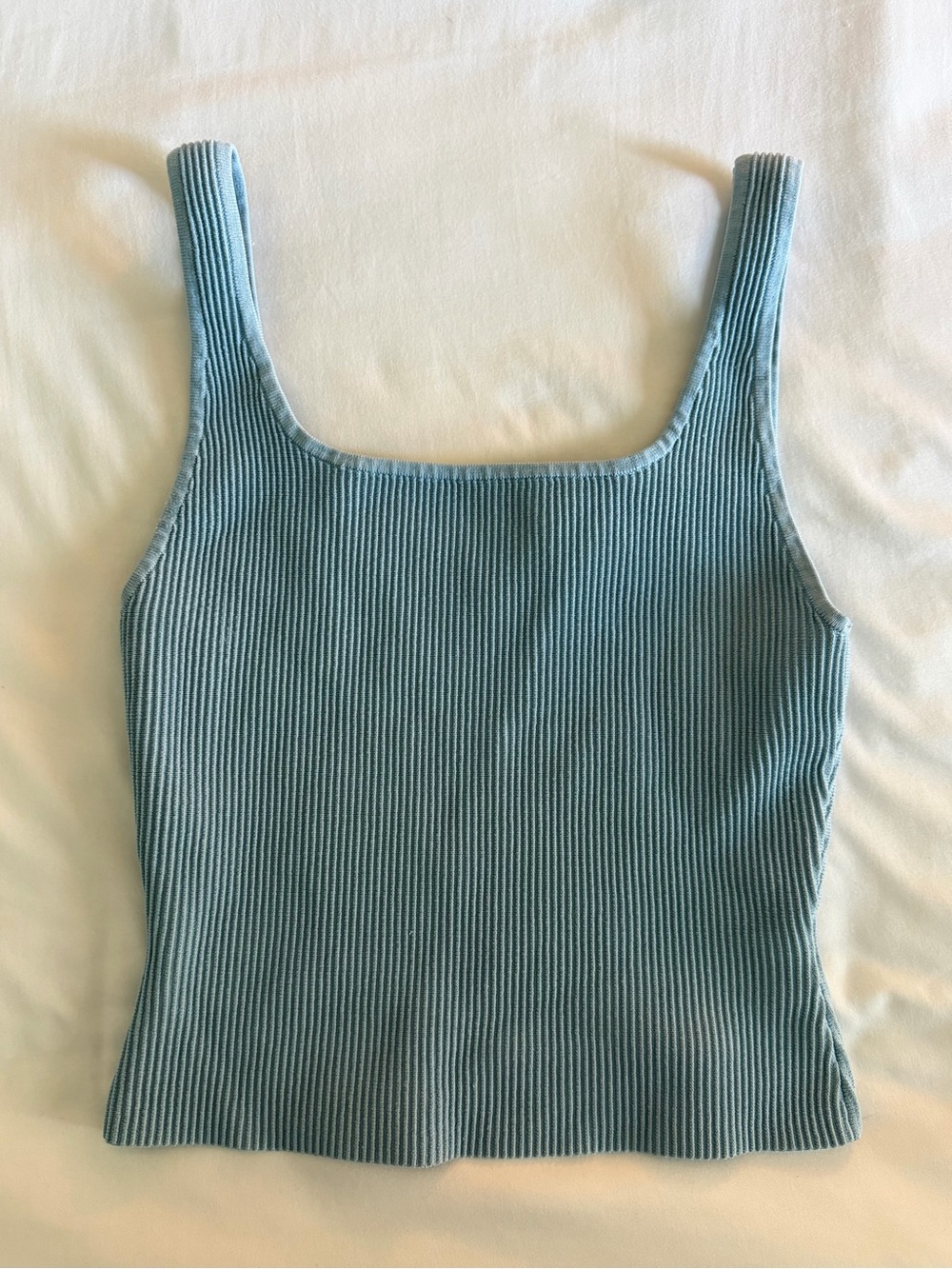 Aritzia Babaton Ribbed Square Neck Tank - Sky Blue